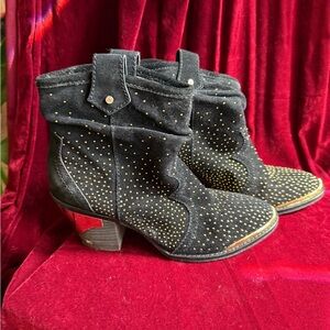 Gianni Bini Black and Gold Studded Heeled Boots